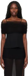 Christopher Esber Black Veiled Shawl Camisole In Black