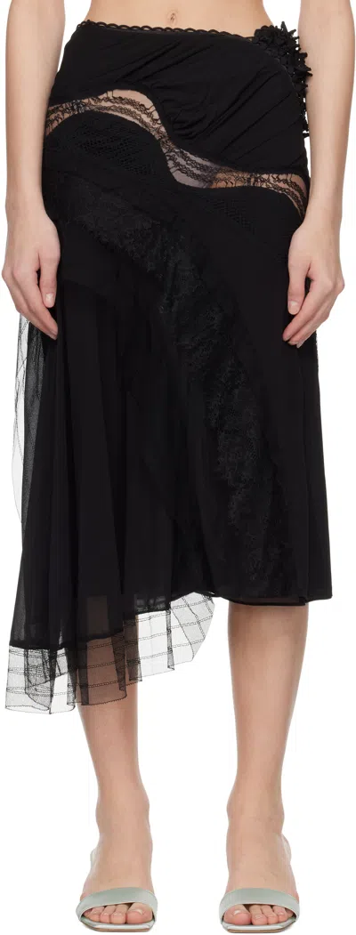 Christopher Esber Black Vespertine Lace Midi Skirt