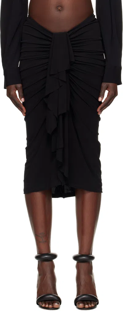 Christopher Esber Black Vivenda Drape Midi Skirt