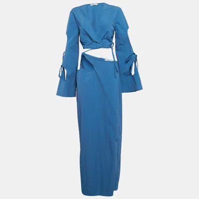 Christopher Esber Blue Nylon Blend Tie-up Skirt And Top Set M