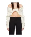Christopher Esber Off-white Boucle Knit Shrug Sweater In White