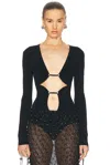 Christopher Esber Bracket Viscose Blend Jersey Bodysuit In Black