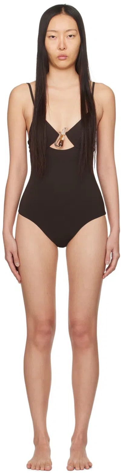Christopher Esber Brown Nebular Swimsuit In Cacao