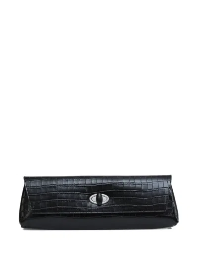 Christopher Esber Buki Crocodile-effect Leather Clutch In Black