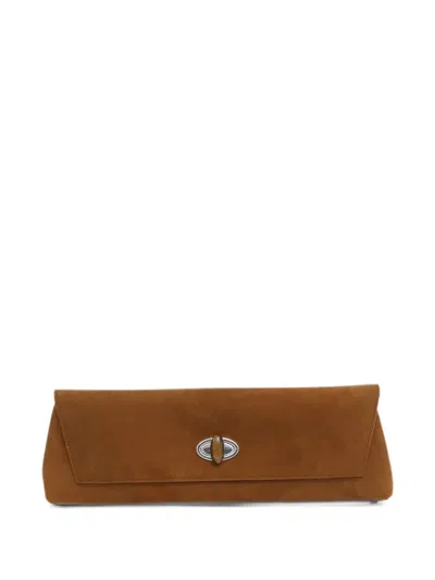 Christopher Esber Buki Stone-turnlock Clutch In Brown