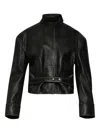 Christopher Esber Burnished Belted Leather Jacket In Black