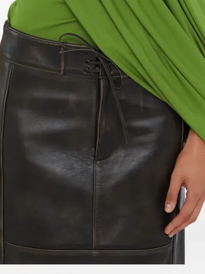 Christopher Esber Burnished Leather Panelled Skirt In Black