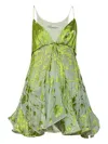Christopher Esber Burnout Floral-print Mini Dress In Green