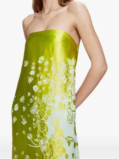 Christopher Esber Burnout Strapless Maxi Dress In Green