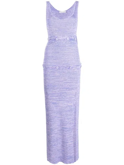 Christopher Esber Buttoned-panel Knit Dress In Purple