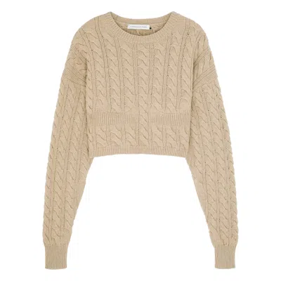 Christopher Esber Cable-knit Underwired Wool-blend Jumper In Neutral