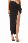Christopher Esber Cadence Ruched Maxi Split Skirt In Black In Black