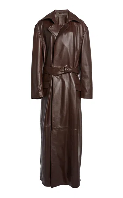 Christopher Esber Calais Leather Trench In Brown