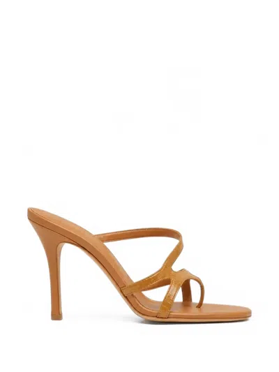 Christopher Esber Calathea Leather Heeled Sandals In Brown