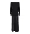 Christopher Esber Monument Off-the-shoulder Layered Cashmere And Silk-satin Maxi Dress In Black