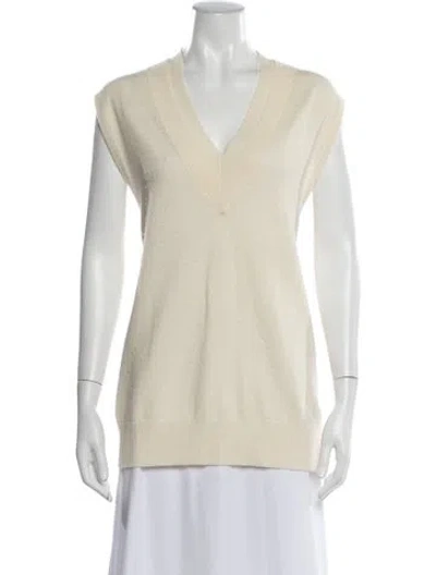 Pre-owned Christopher Esber Cashmere V-neck Sweater In Neutral