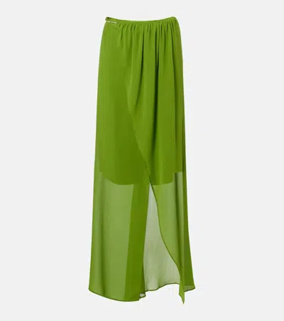 Christopher Esber Chain-detail Silk Georgette Wrap Skirt In Green