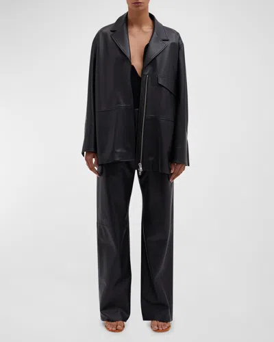 Christopher Esber Charli Leather Zip-front Jacket In Black