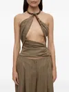 Christopher Esber Chime Herringbone Halter Top In Brown