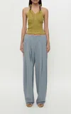 Christopher Esber Chime Wood-detailed Chevron-knit Tank Top In Yellow