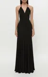 Christopher Esber Chime Wool-detailed Satin Maxi Dress In Black