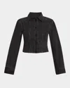 Christopher Esber Cinched Cropped Denim Jacket In Black