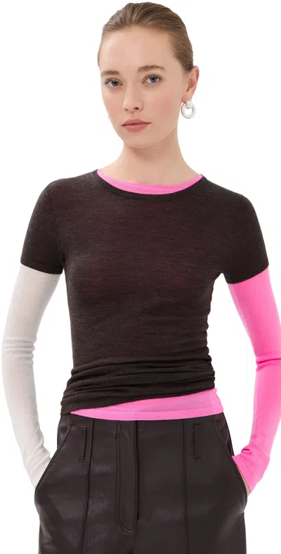 Christopher Esber Cipolla Double Layer Merino Long Sleeve Tee Neapolitan In Multi