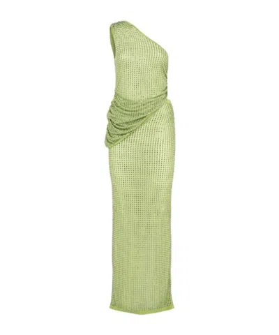Christopher Esber Cirrus Cutaway One-shoulder Dress In Green