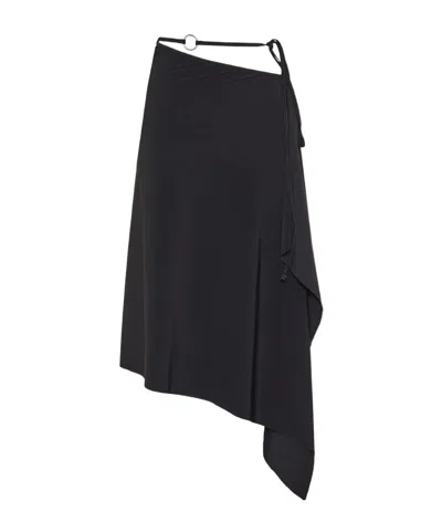 Christopher Esber Coco Sarong Asymmetrical Midi Skirt In Black