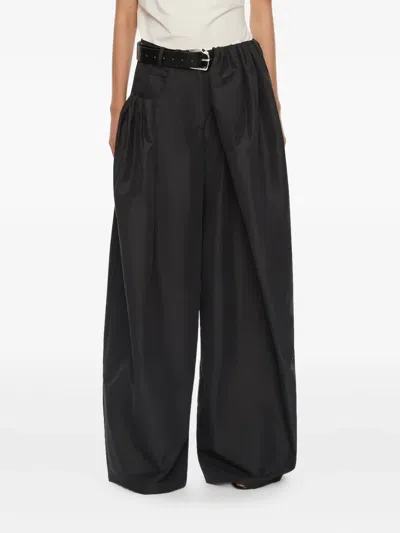 Christopher Esber Cocoon Belted Taffeta Trousers In Black