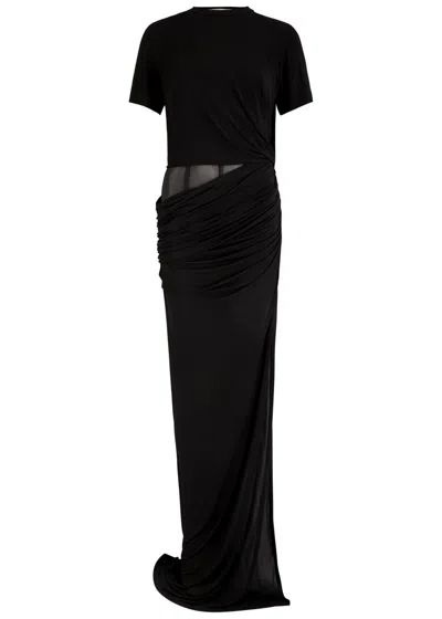 Christopher Esber Coiled Draped Corseted Jersey Maxi Dress In Black