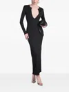 Christopher Esber Black Concave Long Sleeve Rib Maxi Dress In Black