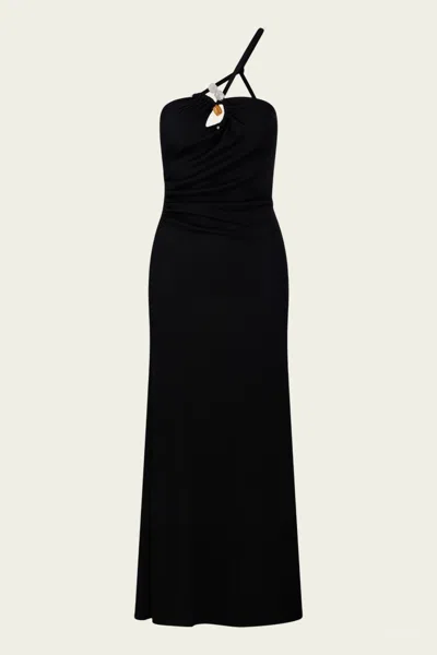 CHRISTOPHER ESBER CONCAVE STONE CAMI DRESS IN BLACK