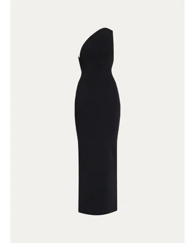Christopher Esber Concave Wired One-shoulder Knit Dress In Black