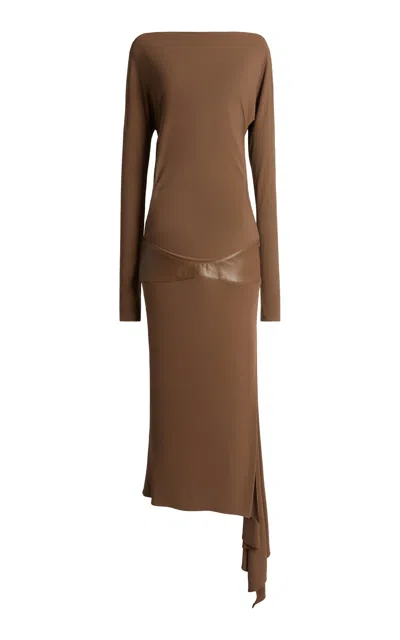 Christopher Esber Contour Leather Maxi Dress In Brown