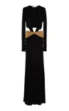 Christopher Esber Contour Suede Belted L/s Gown