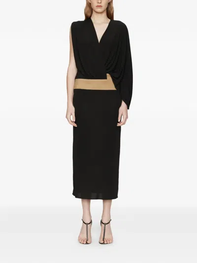 Christopher Esber Contour Suede Swaddle Dress In Black