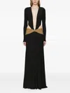 Christopher Esber Contour V-neck Suede Belted Gown In Black