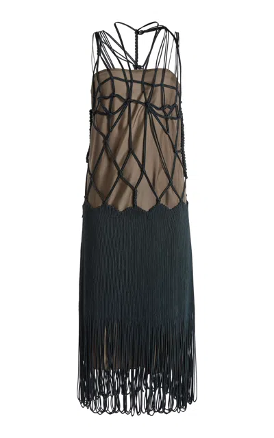 Christopher Esber Corded Macrame Knot Silk Dress In Black