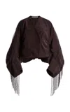 Christopher Esber Corduroy Cocoon Fringed Jacket In Burgundy