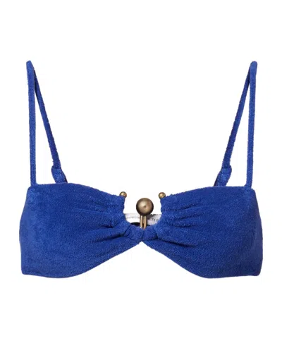 Christopher Esber Cotton Blend Terry Cloth Bra Top In Blue
