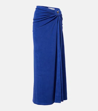 Christopher Esber Cotton-blend Terry Maxi Skirt In Blue