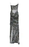 Christopher Esber Cowl Hip Slip Print Dress