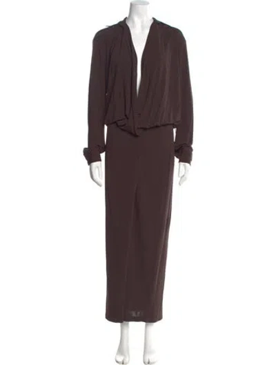 Pre-owned Christopher Esber Cowl Neck Long Dress In Brown