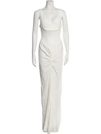 Pre-owned Christopher Esber Cowl Neck Long Dress In Neutral