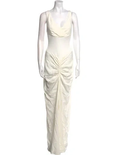 Pre-owned Christopher Esber Cowl Neck Long Dress In Neutral