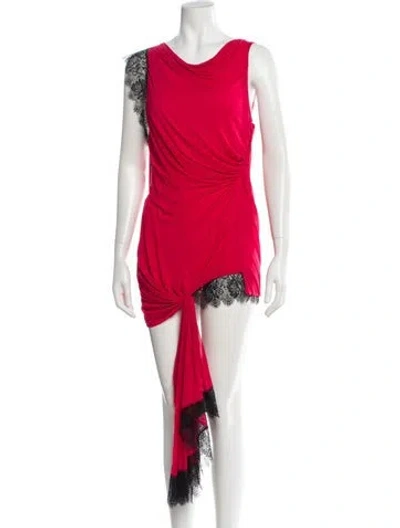 Pre-owned Christopher Esber Cowl Neck Long Dress In Pink