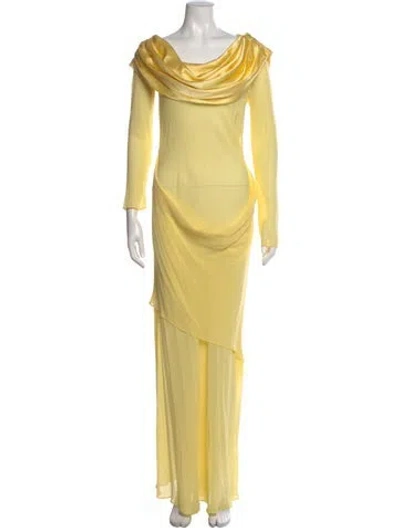 Pre-owned Christopher Esber Cowl Neck Long Dress In Yellow