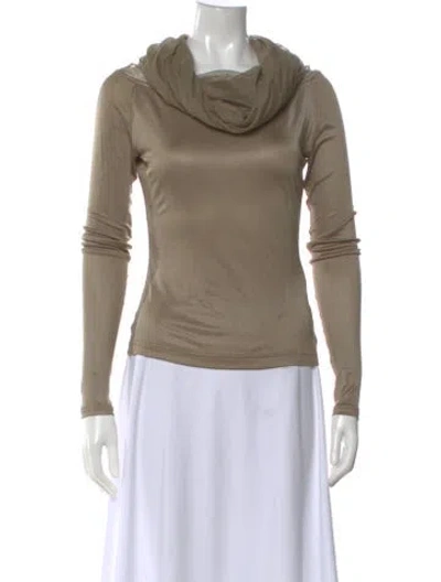 Pre-owned Christopher Esber Cowl Neck Long Sleeve Top In Neutral