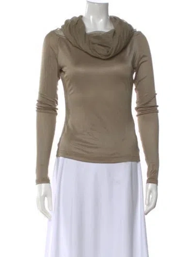 Pre-owned Christopher Esber Cowl Neck Long Sleeve Top In Neutrals
